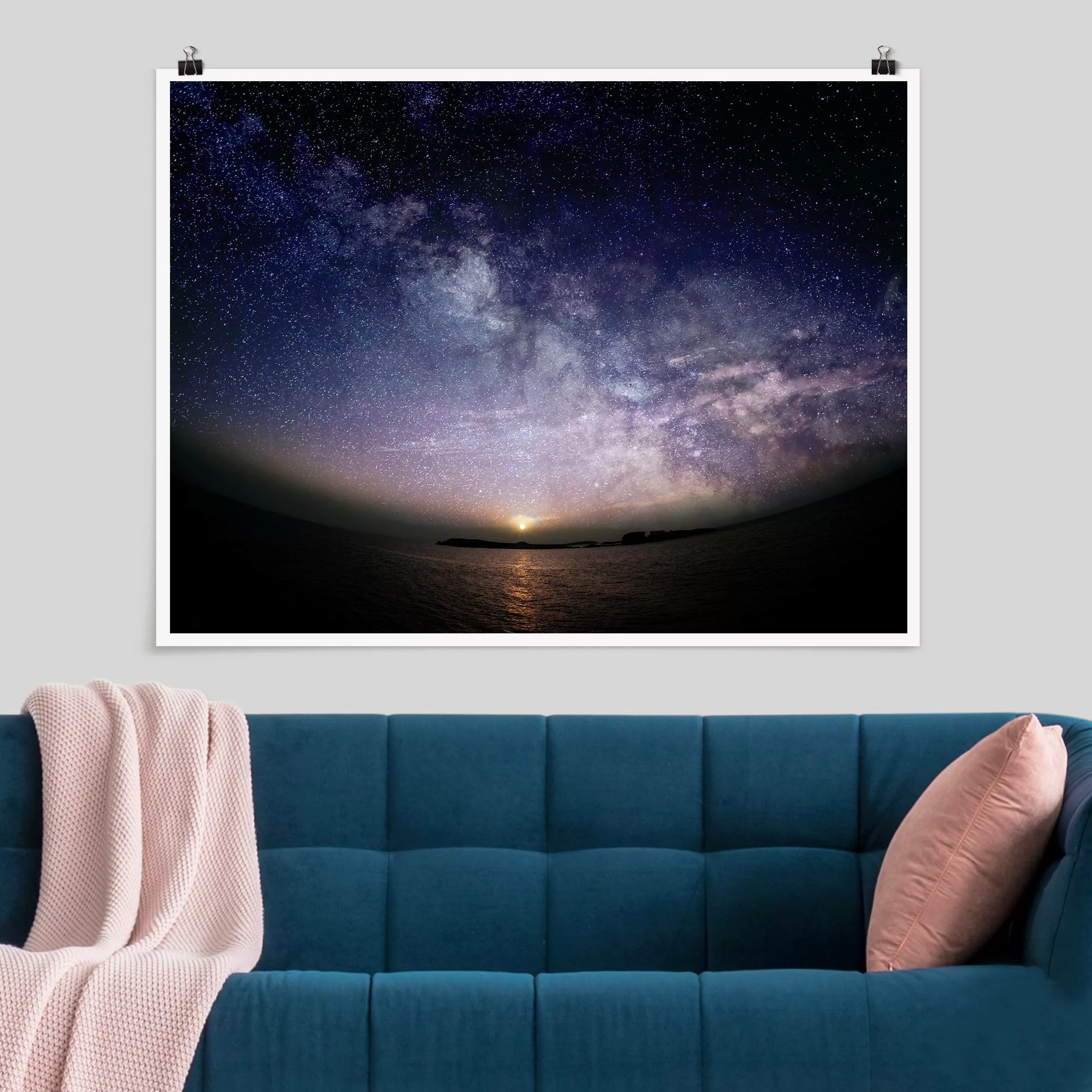 Poster Sonne und Sternenhimmel am Meer günstig online kaufen