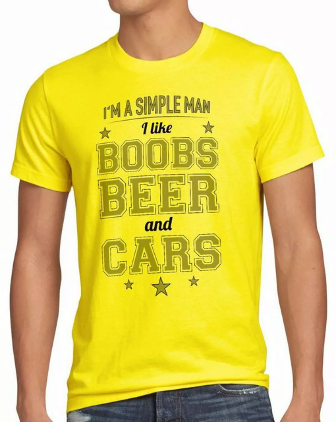 style3 Print-Shirt Herren T-Shirt Simple Man boobs beer car auto bier titte günstig online kaufen