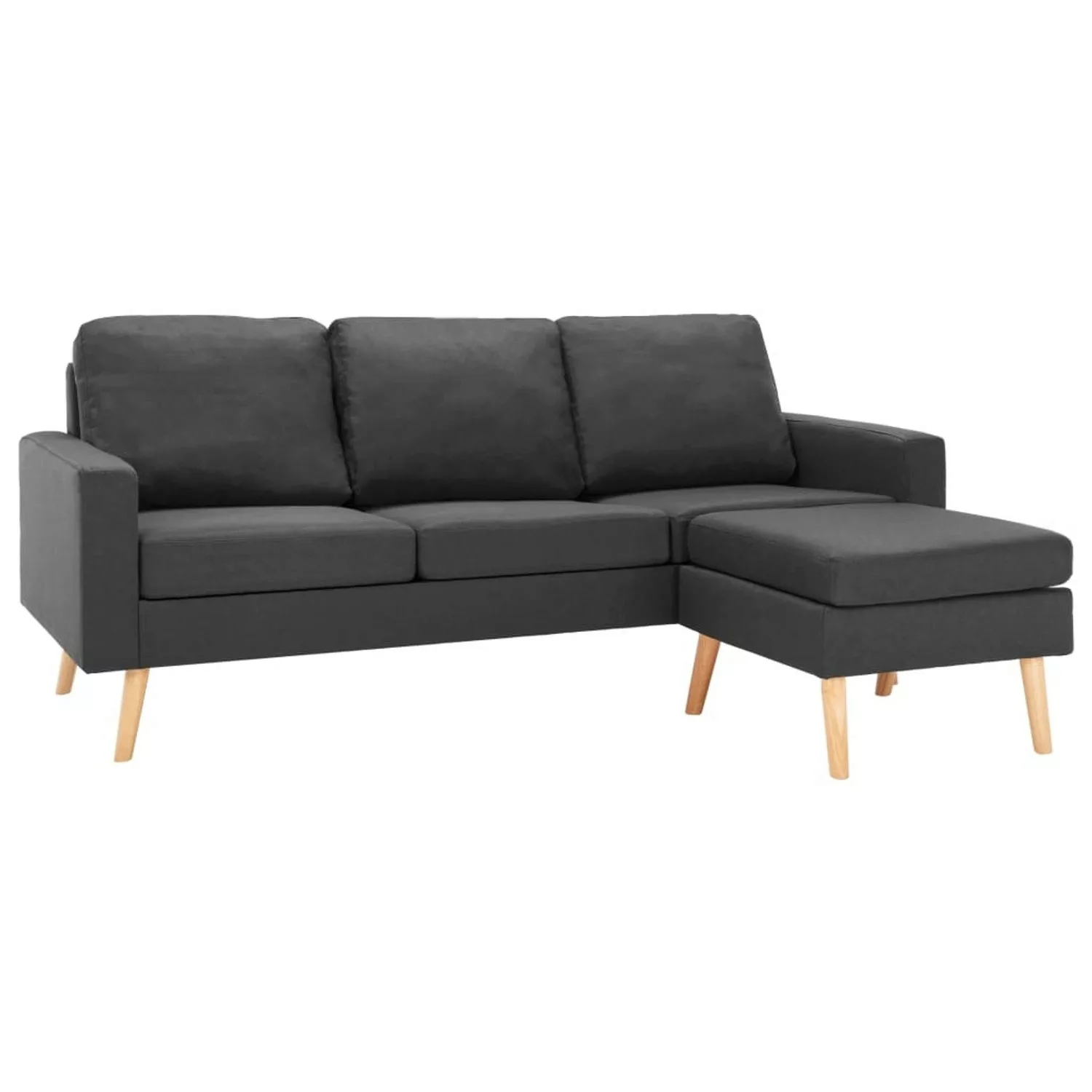 3-sitzer-sofa Mit Hocker Dunkelgrau Stoff günstig online kaufen