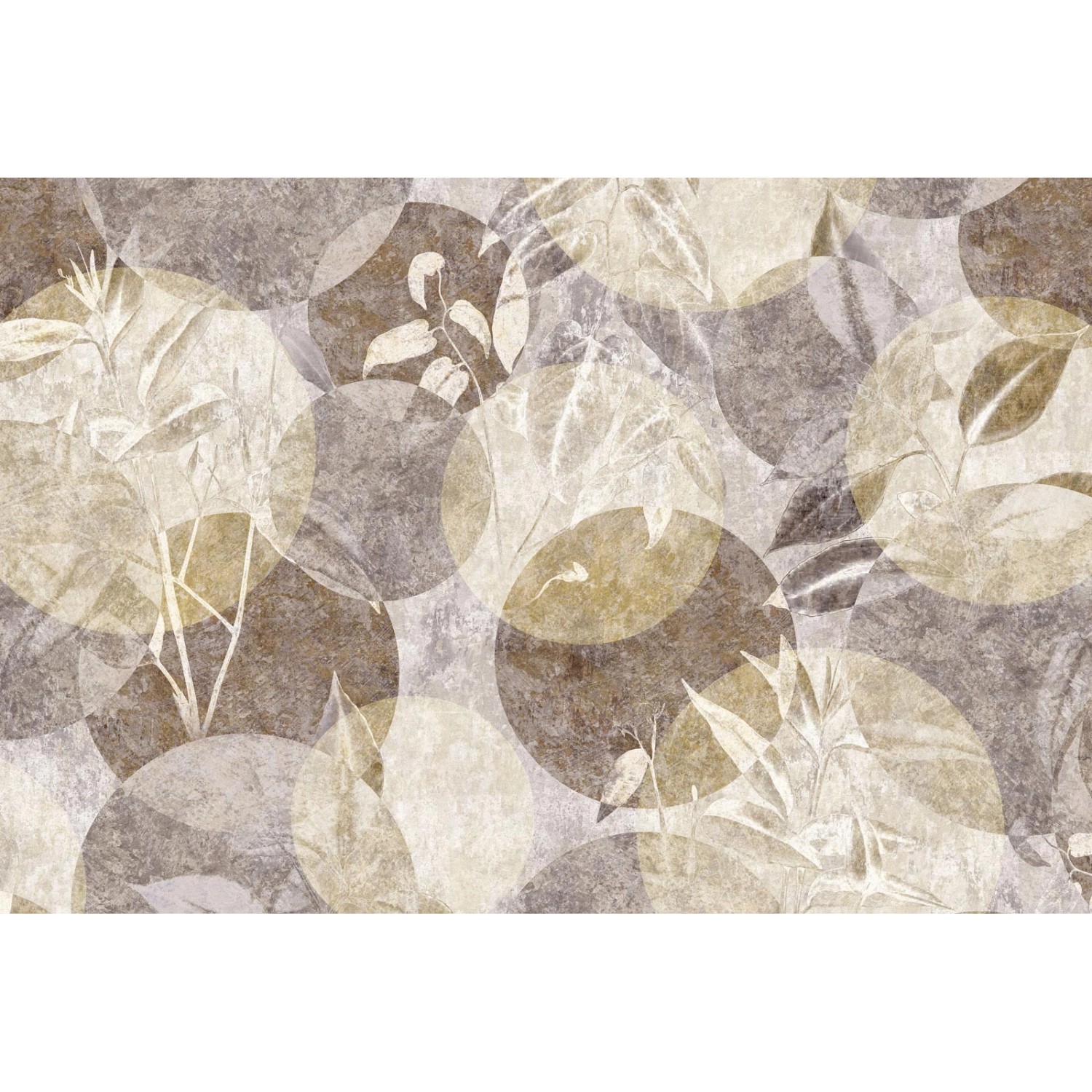 Bricoflor Kreis Tapete in Beige Braun Gold Blätter Vliestapete in Naturfarb günstig online kaufen