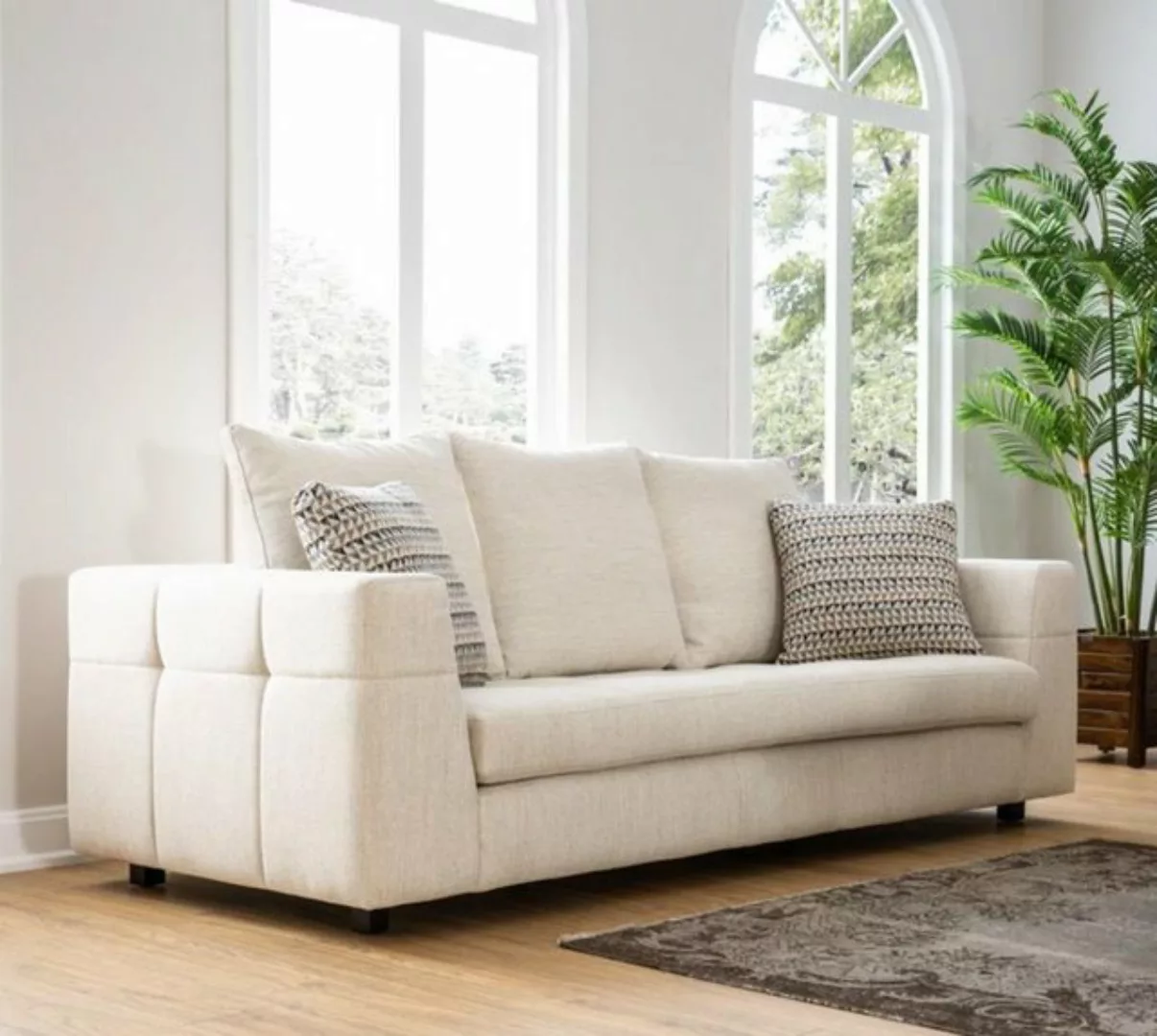 JVmoebel 3-Sitzer Modernes Sofa 3 Sitzer Polstersofa weiß Textill Design Co günstig online kaufen