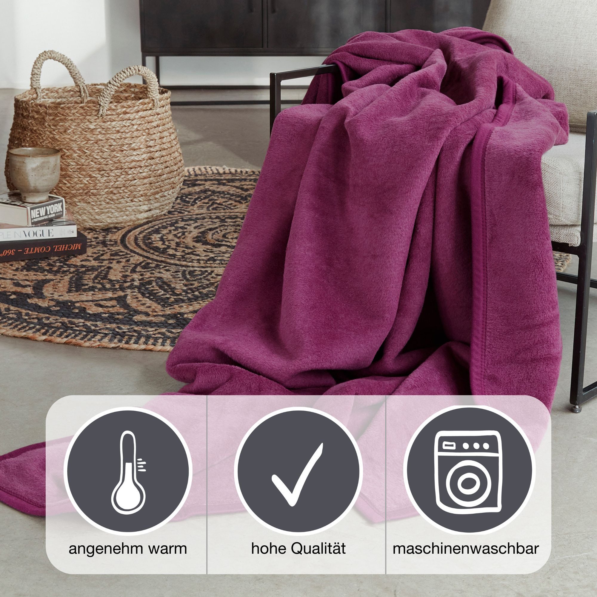 Wohndecke Luxus, IBENA, verschiedene Größen, unifarbenes günstig online kaufen