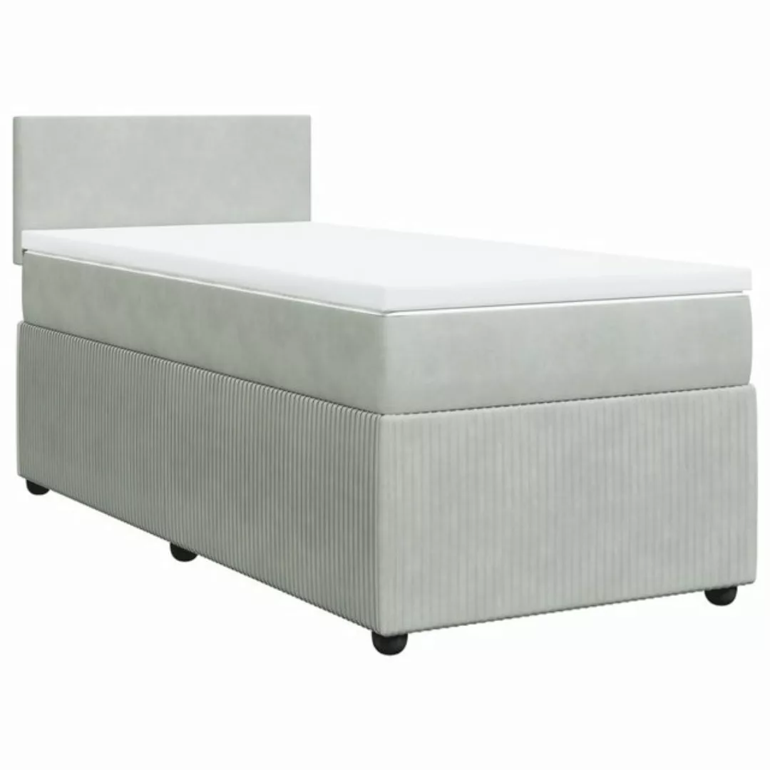 vidaXL Bett Boxspringbett mit Matratze Hellgrau 80x200 cm Samt günstig online kaufen