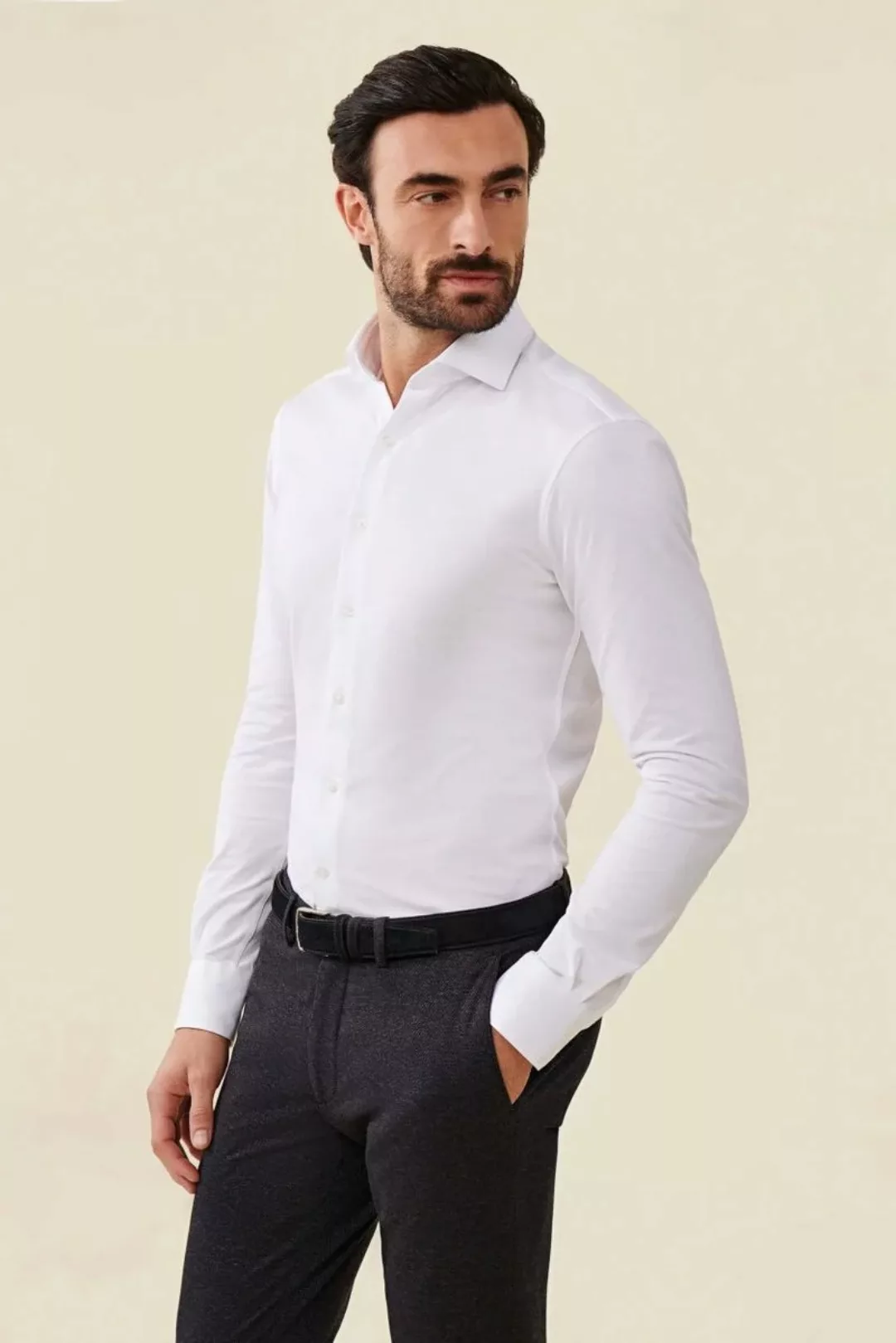 Cavallaro Piqué Hemd Weiß - Größe 43 günstig online kaufen