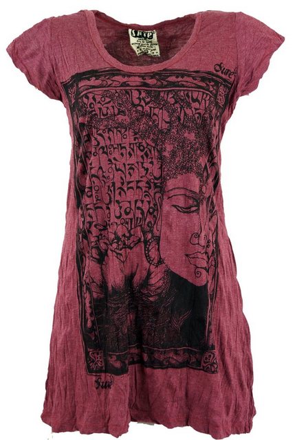 Guru-Shop T-Shirt Sure Long Shirt, Minikleid Mantra Buddha -.. alternative günstig online kaufen