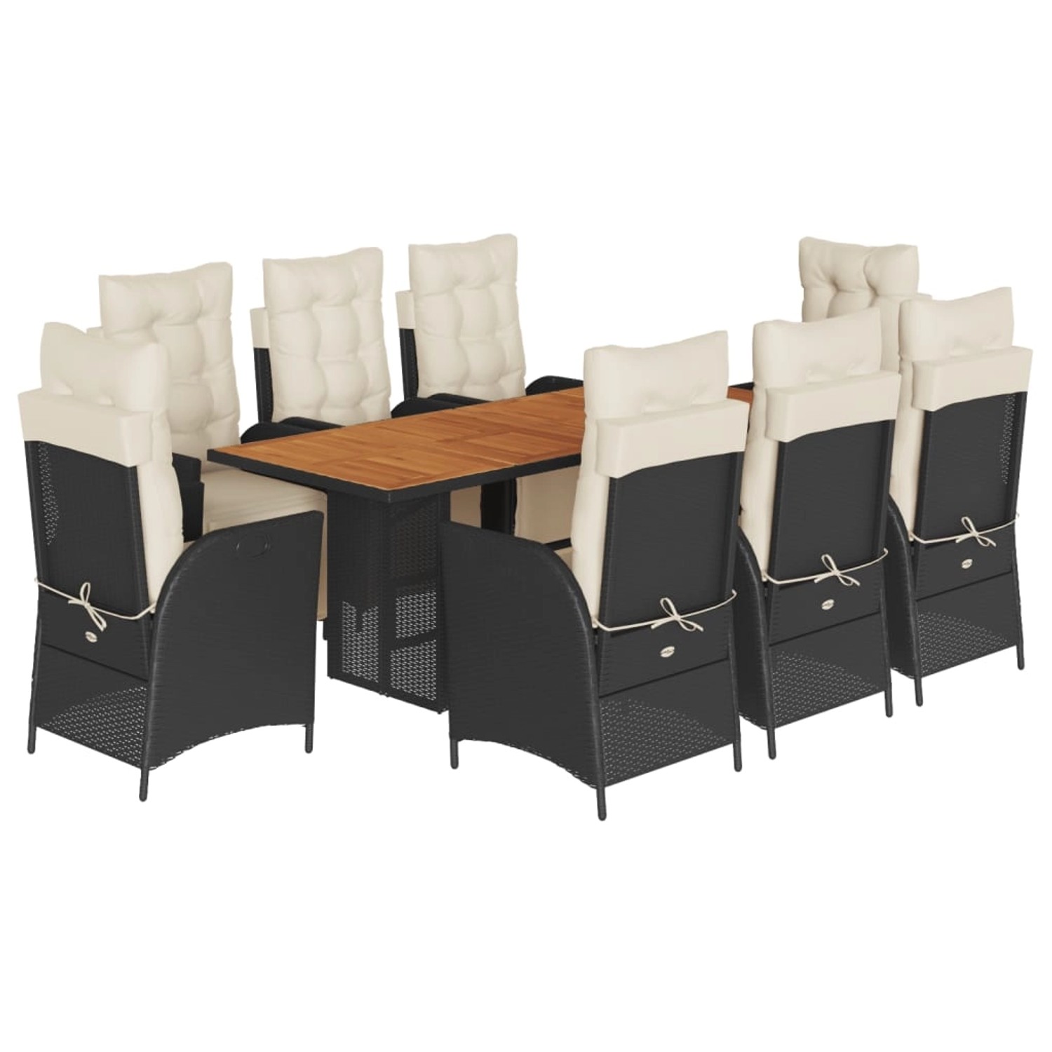 vidaXL 9-Tlg Garten-Essgruppe mit Kissen Schwarz Poly Rattan 3213367 günstig online kaufen