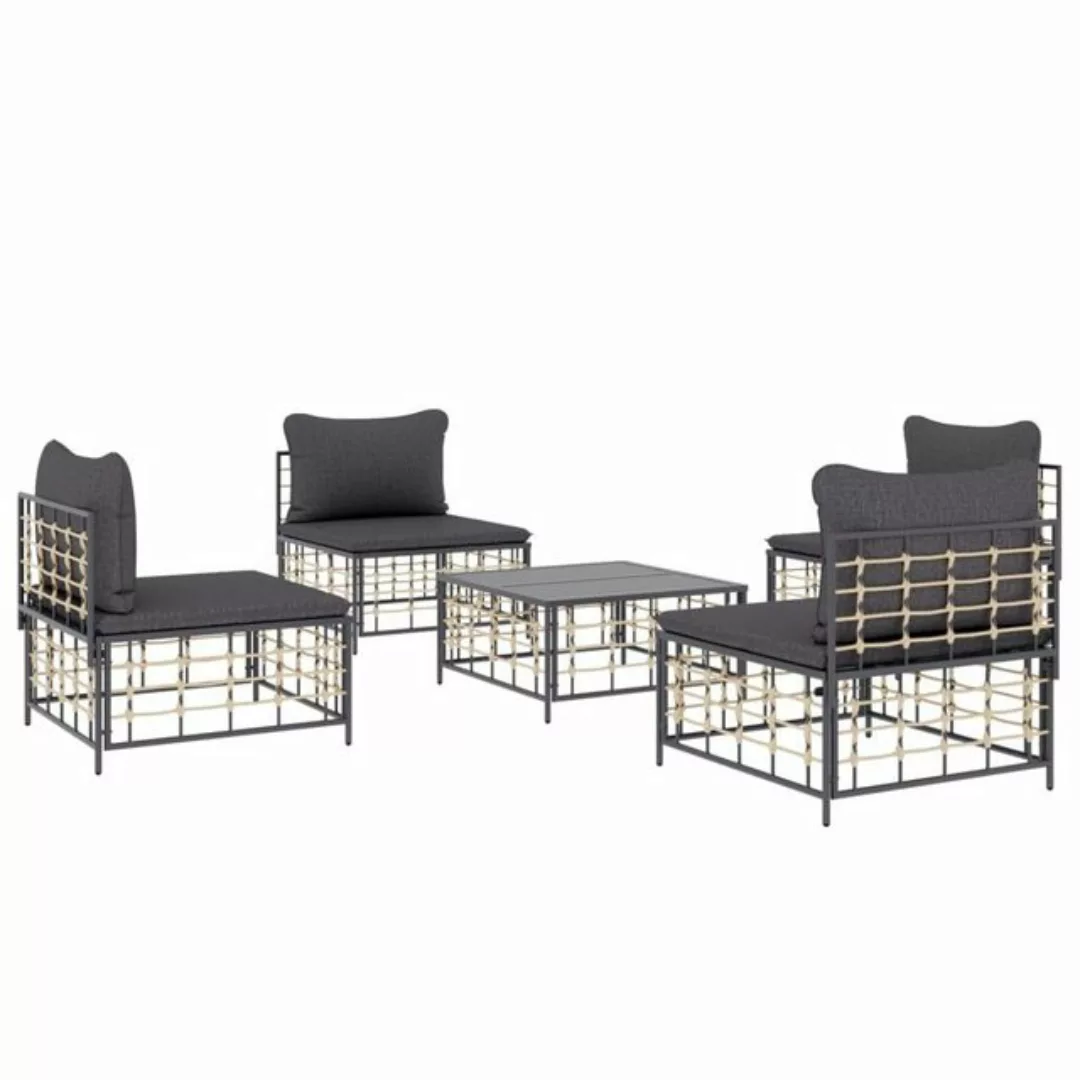 Vidaxl 5-tlg. Garten-lounge-set Mit Kissen Anthrazit Poly Rattan günstig online kaufen