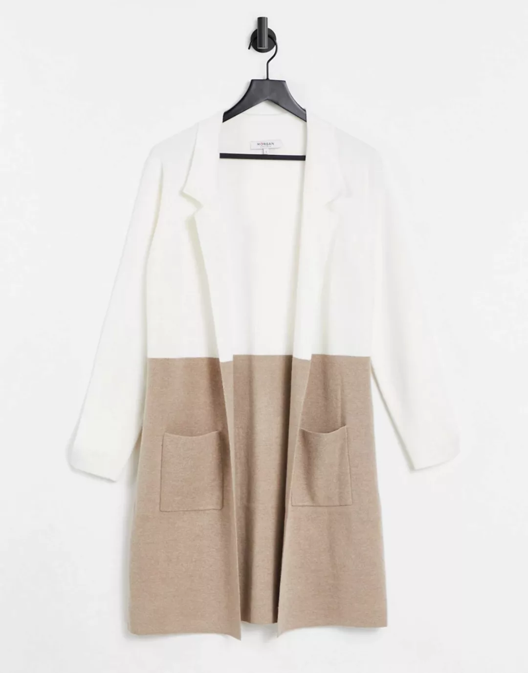 Morgan – Hemdjacke aus Wolle mit Kontrastdesign in Cremeweiß-mehrfarbig günstig online kaufen