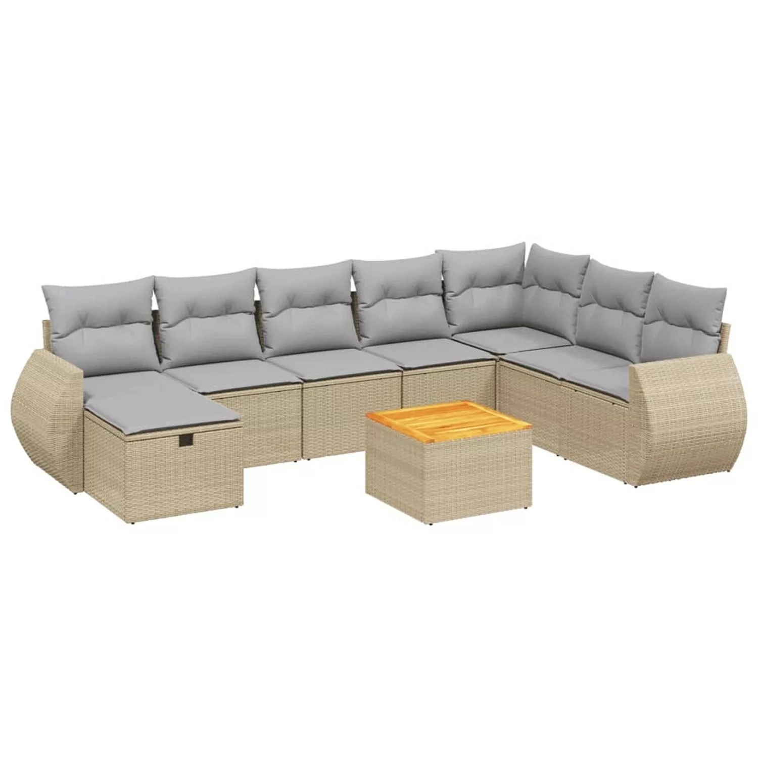 vidaXL 9-tlg Garten-Sofagarnitur mit Kissen Beige Poly Rattan Modell 142 günstig online kaufen