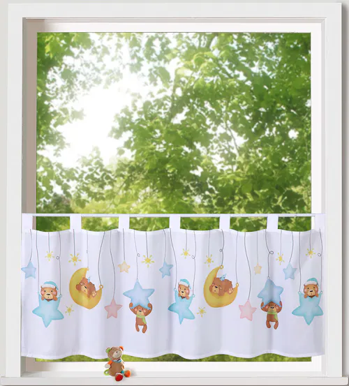 Weckbrodt Scheibengardine »Henry«, (1 St.), Bistro, Voile, Kinder, bedruckt günstig online kaufen