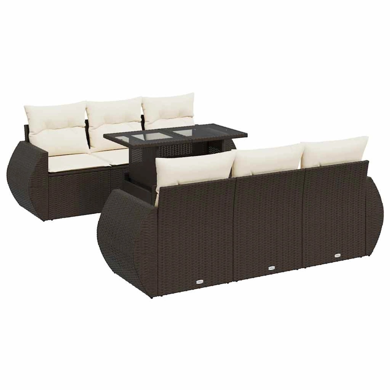 vidaXL 7-Tlg Garten-Sofagarnitur mit Kissen Braun Poly Rattan 3326584 günstig online kaufen
