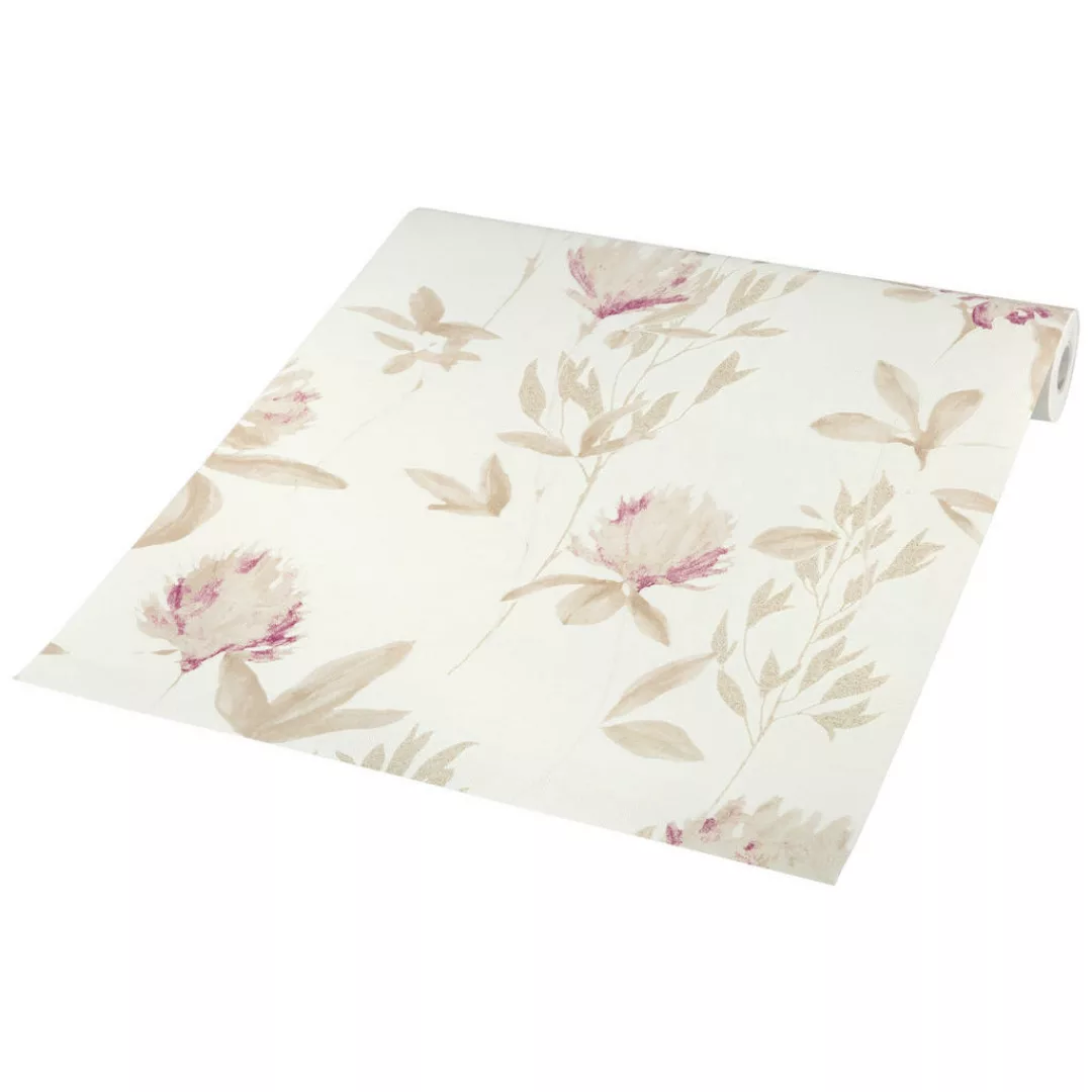 Vliestapete Blumen beige rot B/L: ca. 53x1005 cm günstig online kaufen