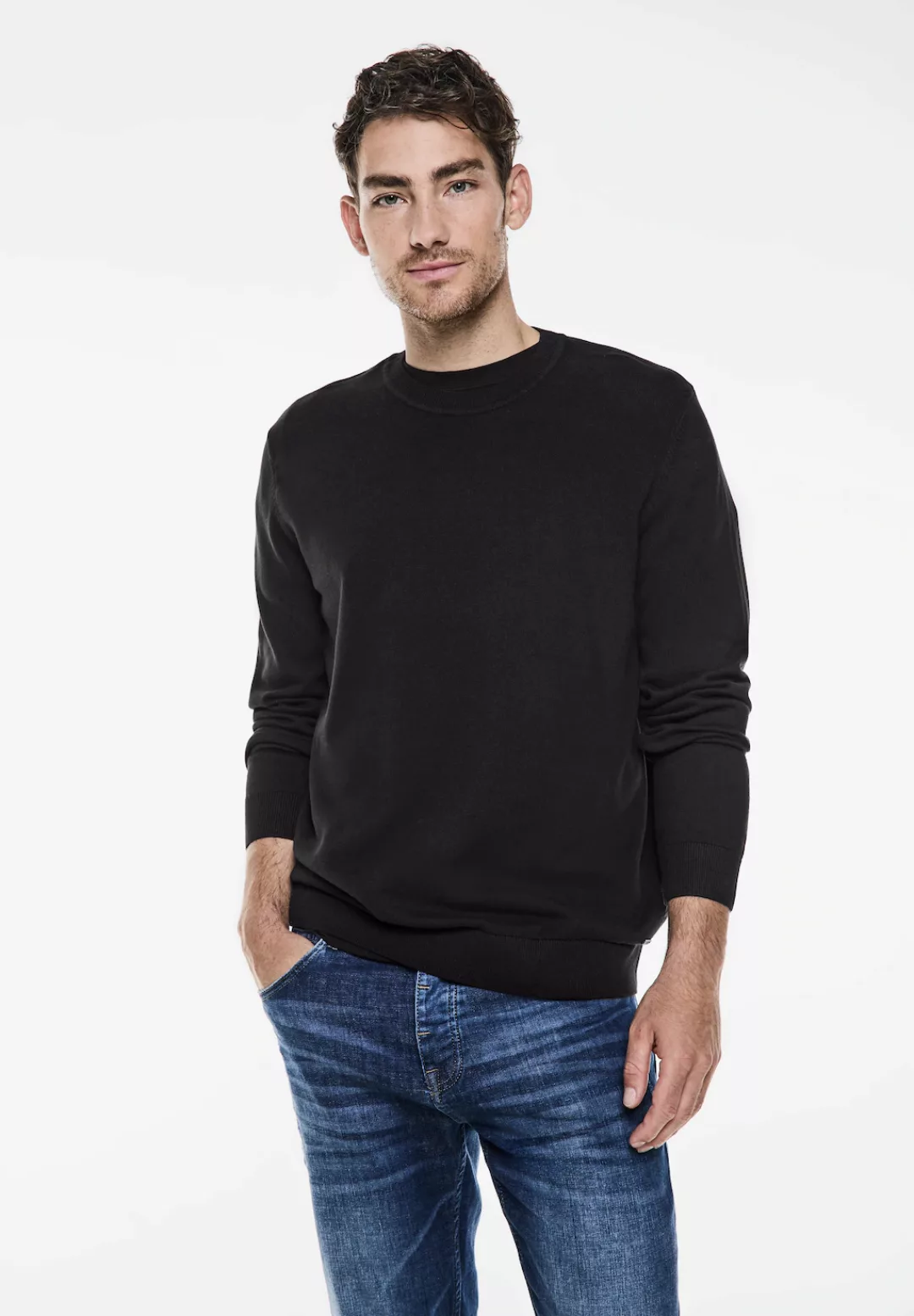 STREET ONE MEN Strickpullover, mit Rundhalsausschnitt günstig online kaufen