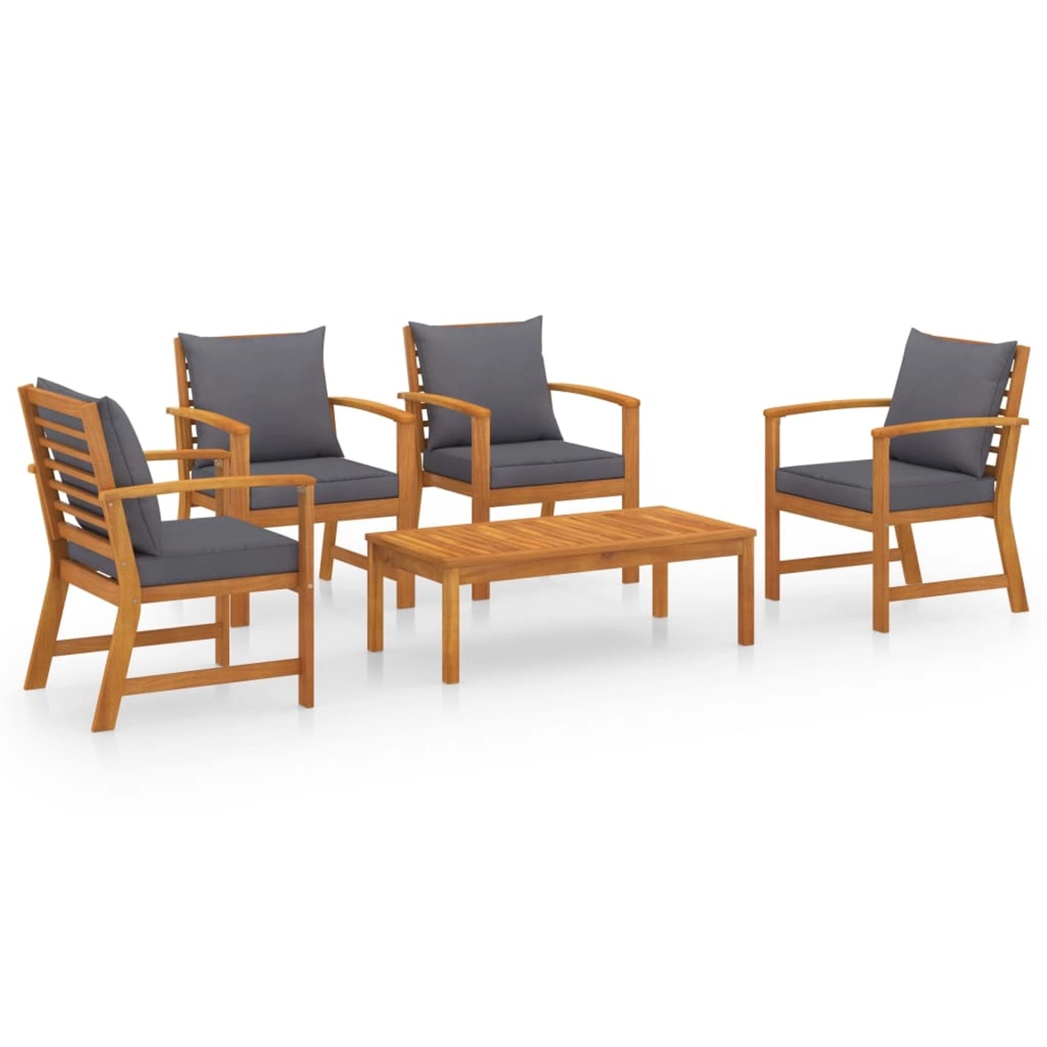 5-tlg. Garten-lounge-set Mit Auflagen Massivholz Akazie günstig online kaufen