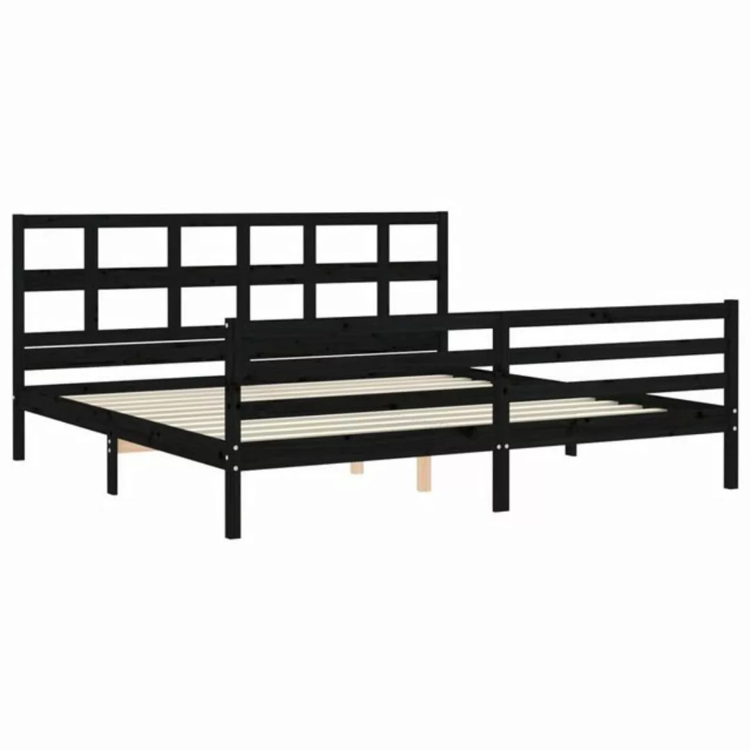 vidaXL Bett Massivholzbett mit Kopfteil Schwarz 200x200 cm günstig online kaufen