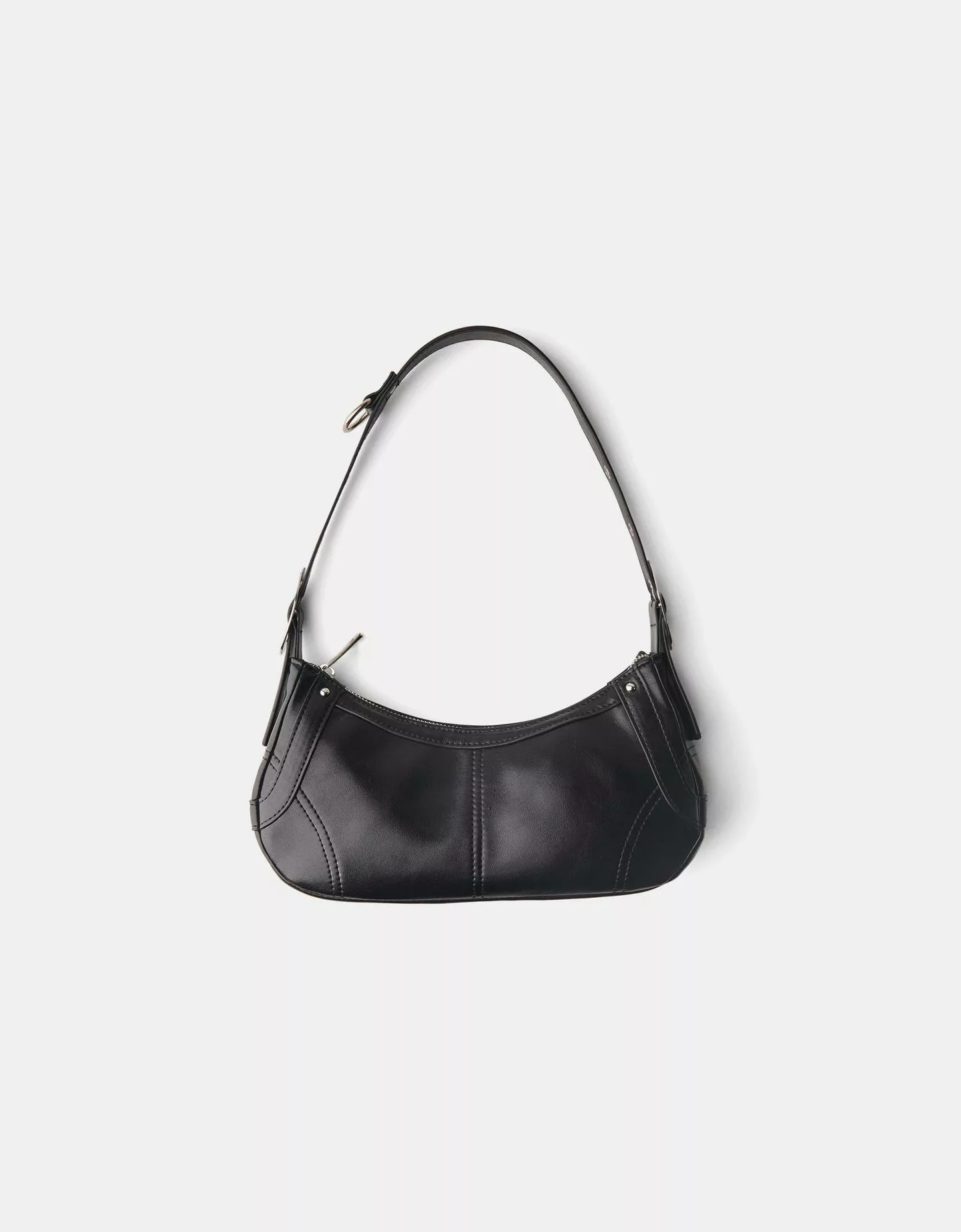 Bershka Schultertasche Mit Steppnähten Damen Schwarz günstig online kaufen