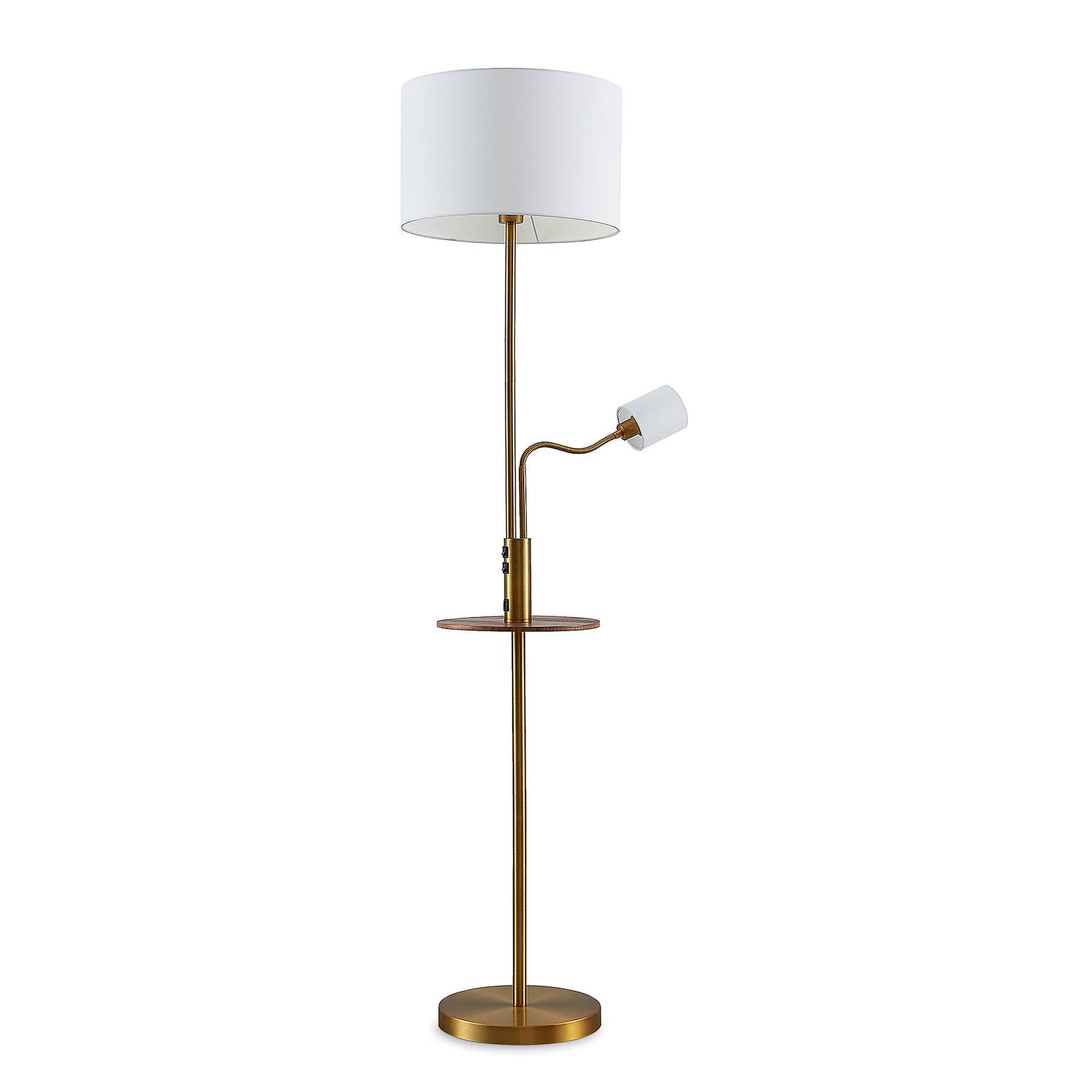Lindby Aovan Stehlampe mit Ablage und USB, bronze günstig online kaufen