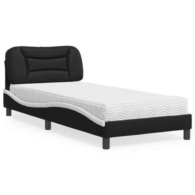 vidaXL Bett Bett mit Matratze Schwarz und Weiß 90x190 cm Kunstleder günstig online kaufen