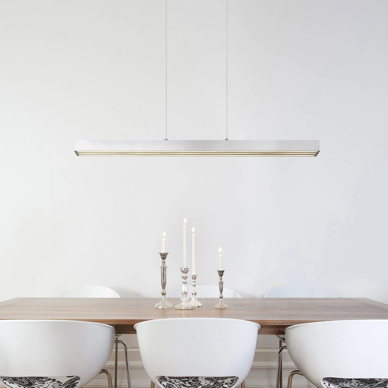 LED-Hängelampe Ethan, alufarben, Metall, 150 cm, ausziehbar günstig online kaufen