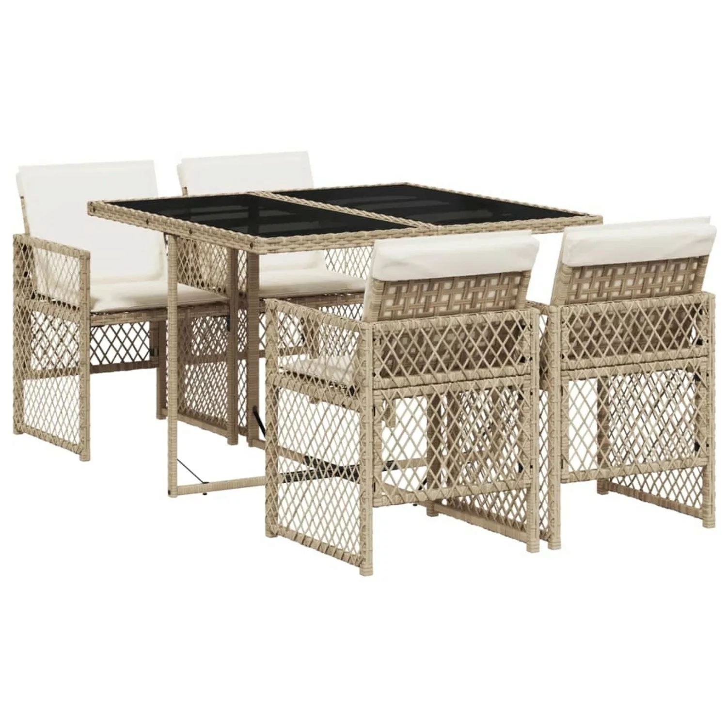 vidaXL 5-tlg Garten-Essgruppe mit Kissen Beige Poly Rattan Modell 62 günstig online kaufen