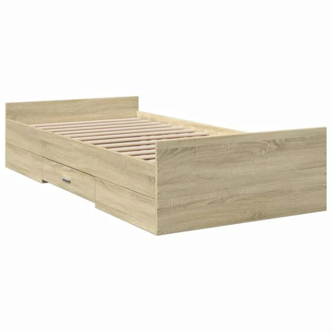 vidaXL Bett Bettgestell mit Schubladen Sonoma-Eiche 90x190 cm Holzwerkstoff günstig online kaufen