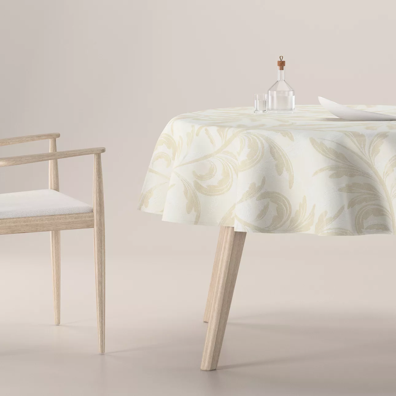 Runde Tischdecke, grau-beige, Secret Garden (144-87) günstig online kaufen