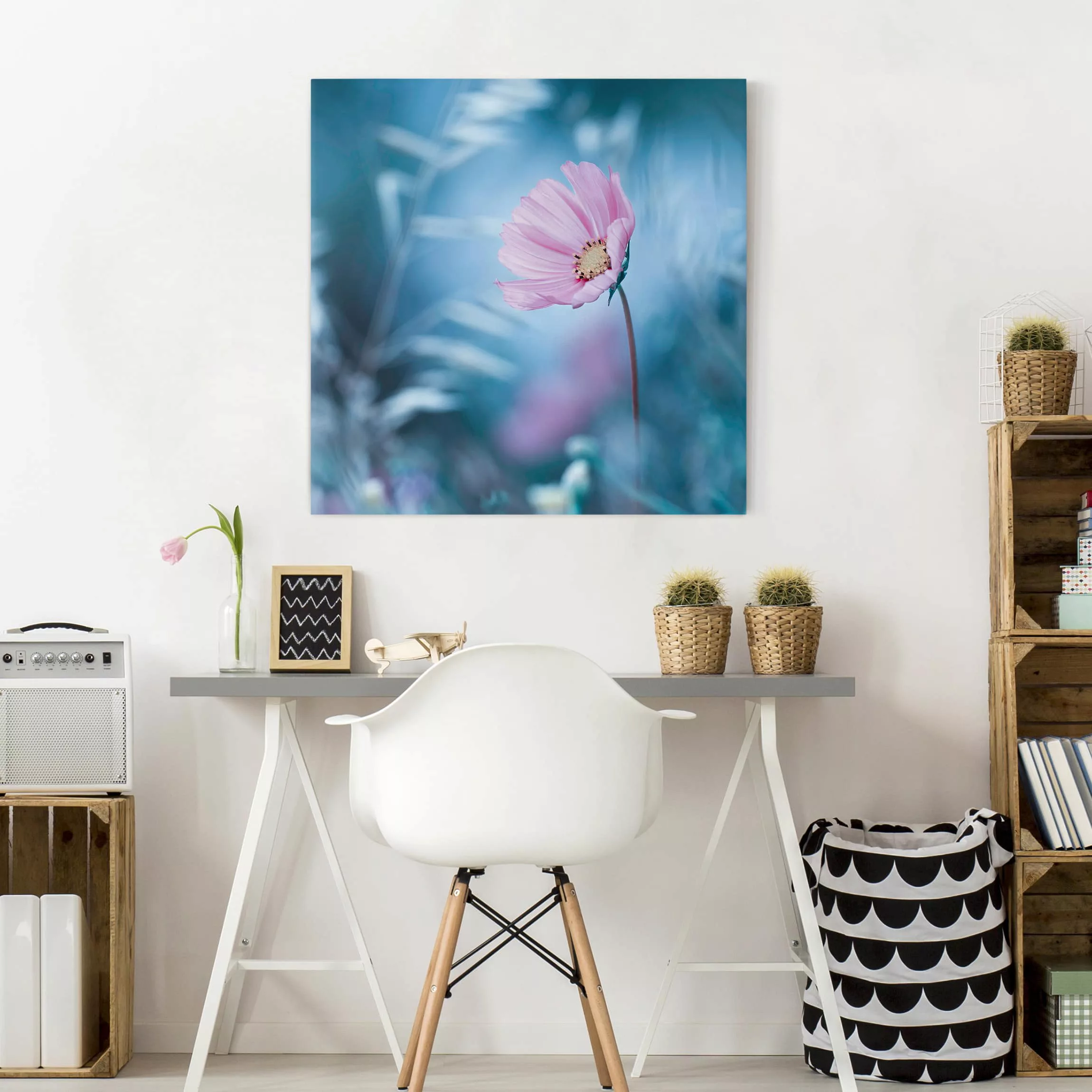 Leinwandbild Blumen - Quadrat Blüte in Pastell günstig online kaufen