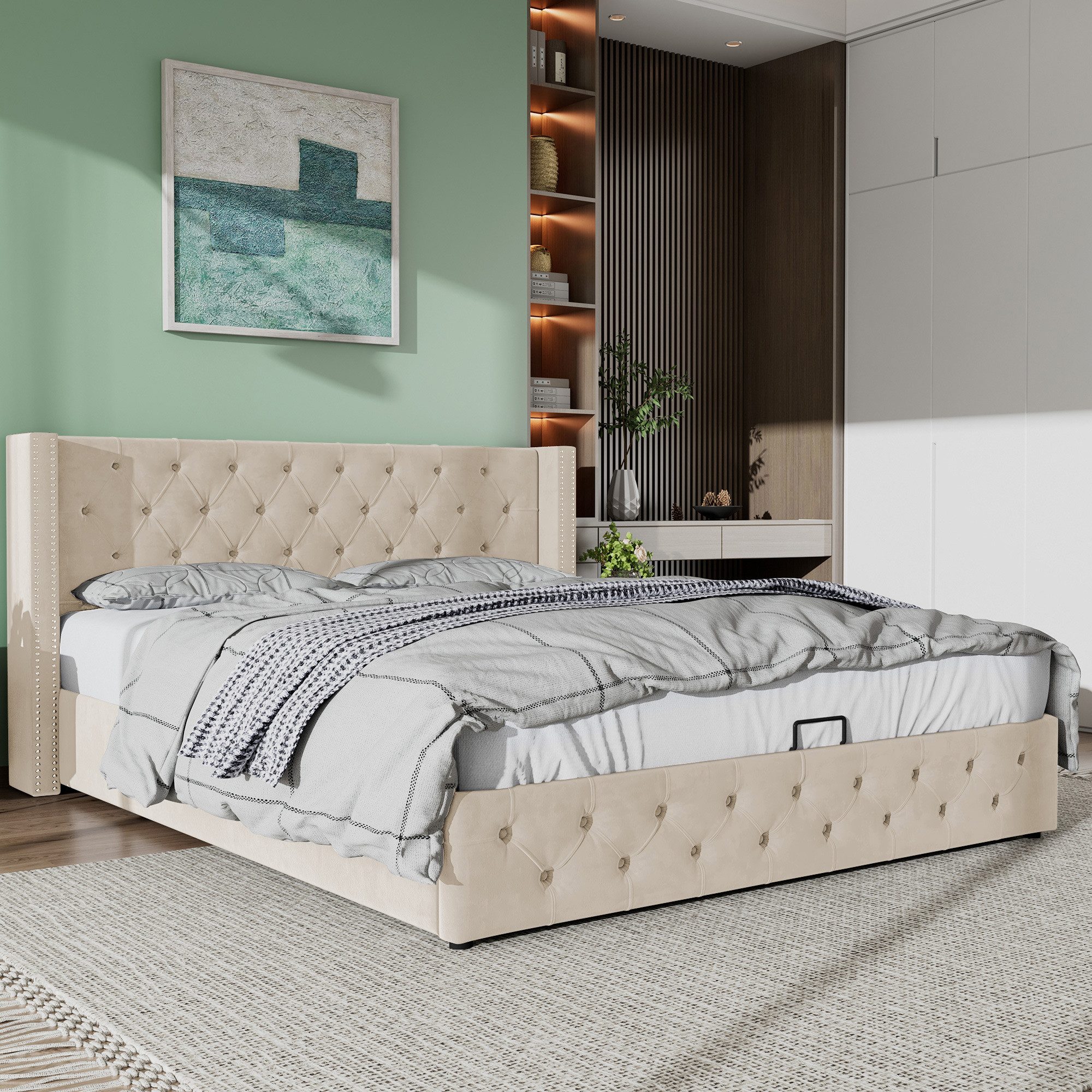 STILVORA Polsterbett Doppelbett 180×200 mit Stauraum,Hydraulisches günstig online kaufen