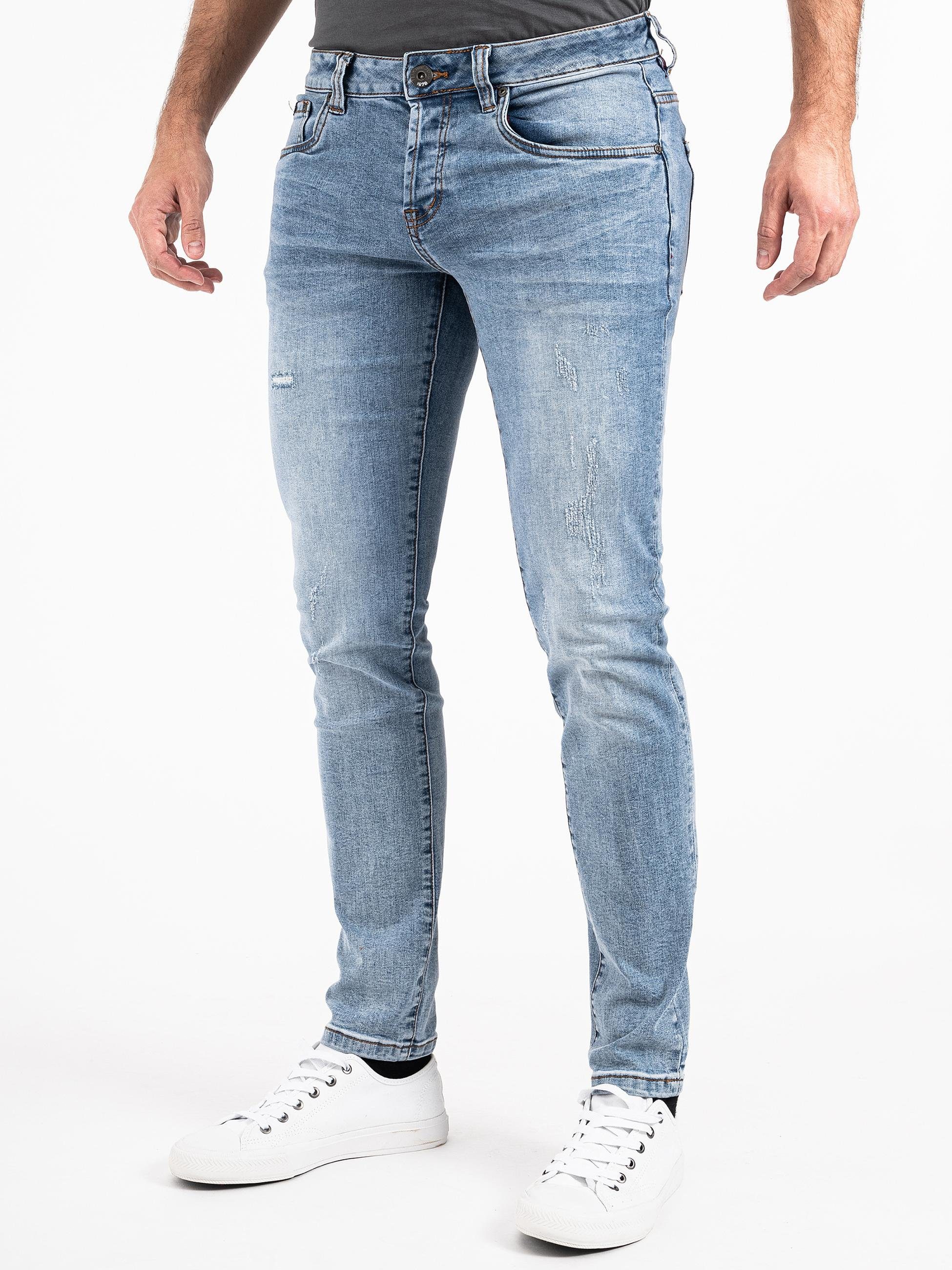 PEAK TIME Slim-fit-Jeans "München", Herren Jeans mit Stretch-Bund und Destr günstig online kaufen