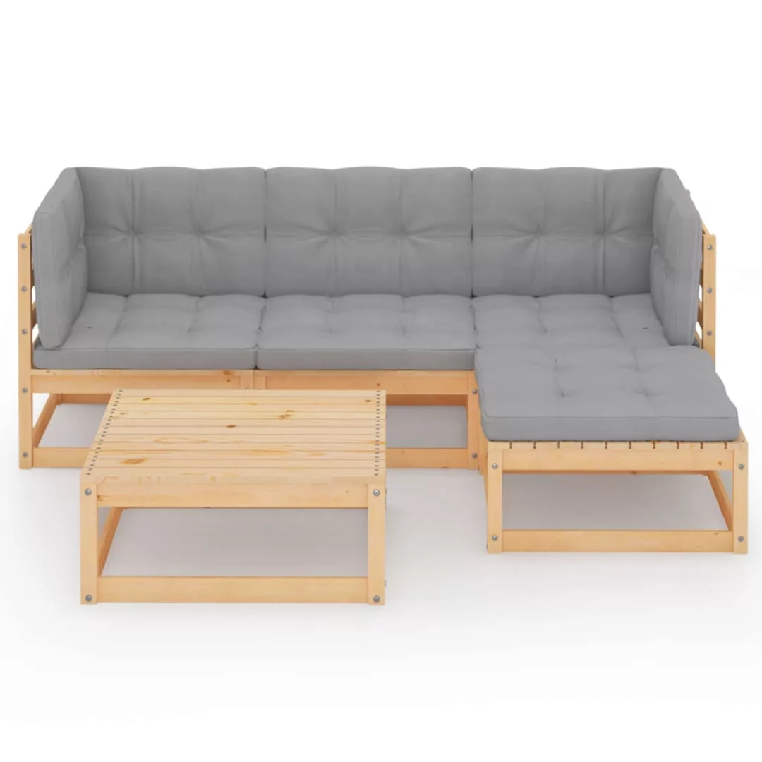 5-tlg. Garten-lounge-set Mit Kissen Kiefer Massivholz günstig online kaufen