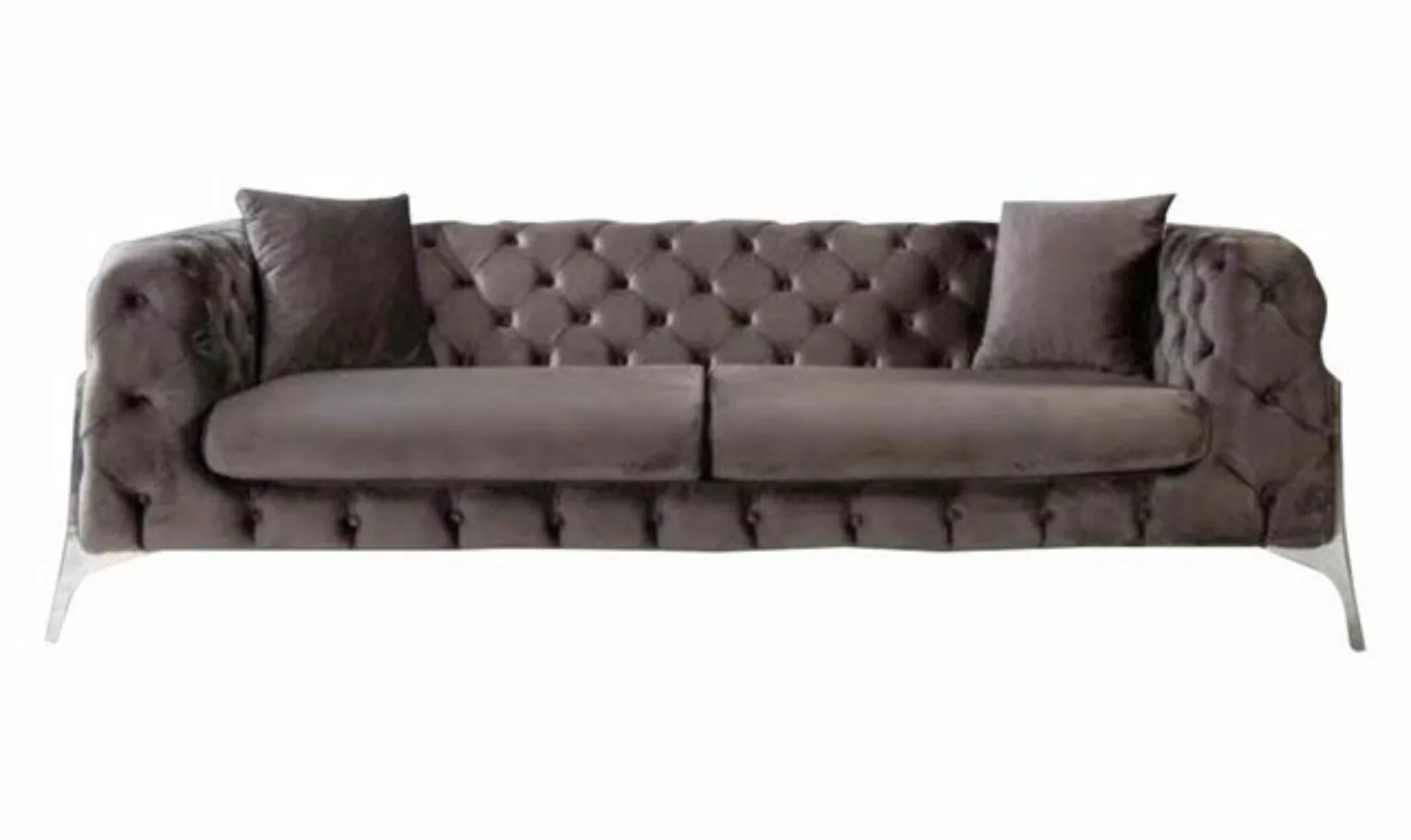 JVmoebel Chesterfield-Sofa Luxus Grauer Chesterfield Dreisitzer Moderne 3-S günstig online kaufen