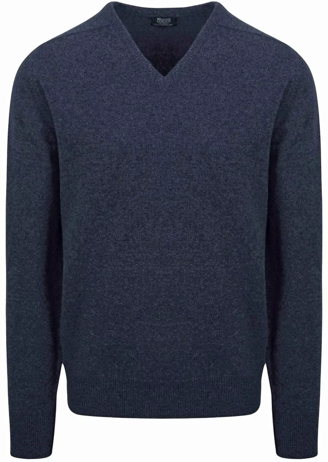 William Lockie V-Ausschnitt Pullover Lammwolle Indigo Melange - Größe XXL günstig online kaufen