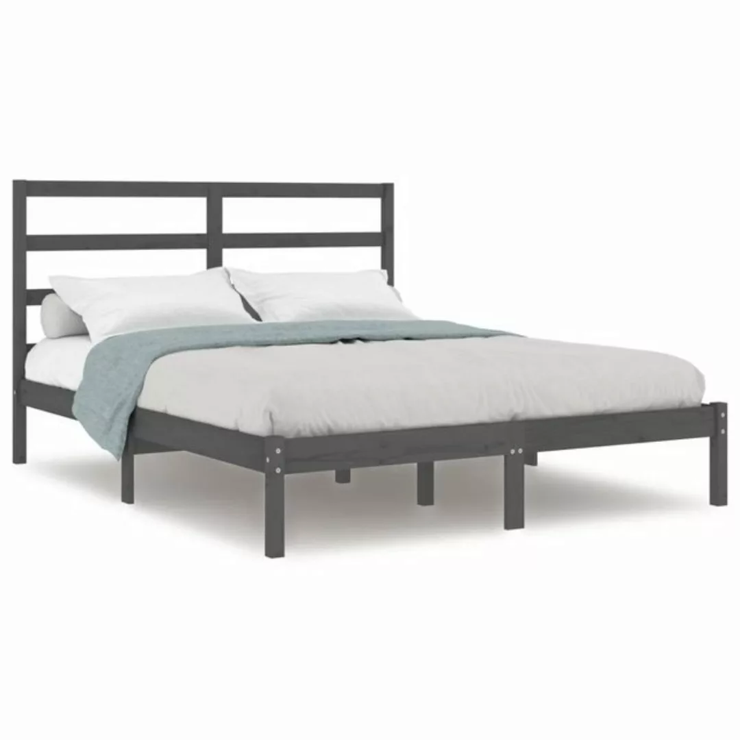 furnicato Bett Massivholzbett Grau Kiefer 120x200 cm günstig online kaufen