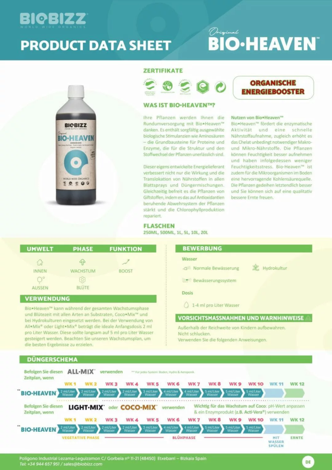 Biobizz Pflanzendünger BioBizz Grow Dünger Bio-Heaven günstig online kaufen