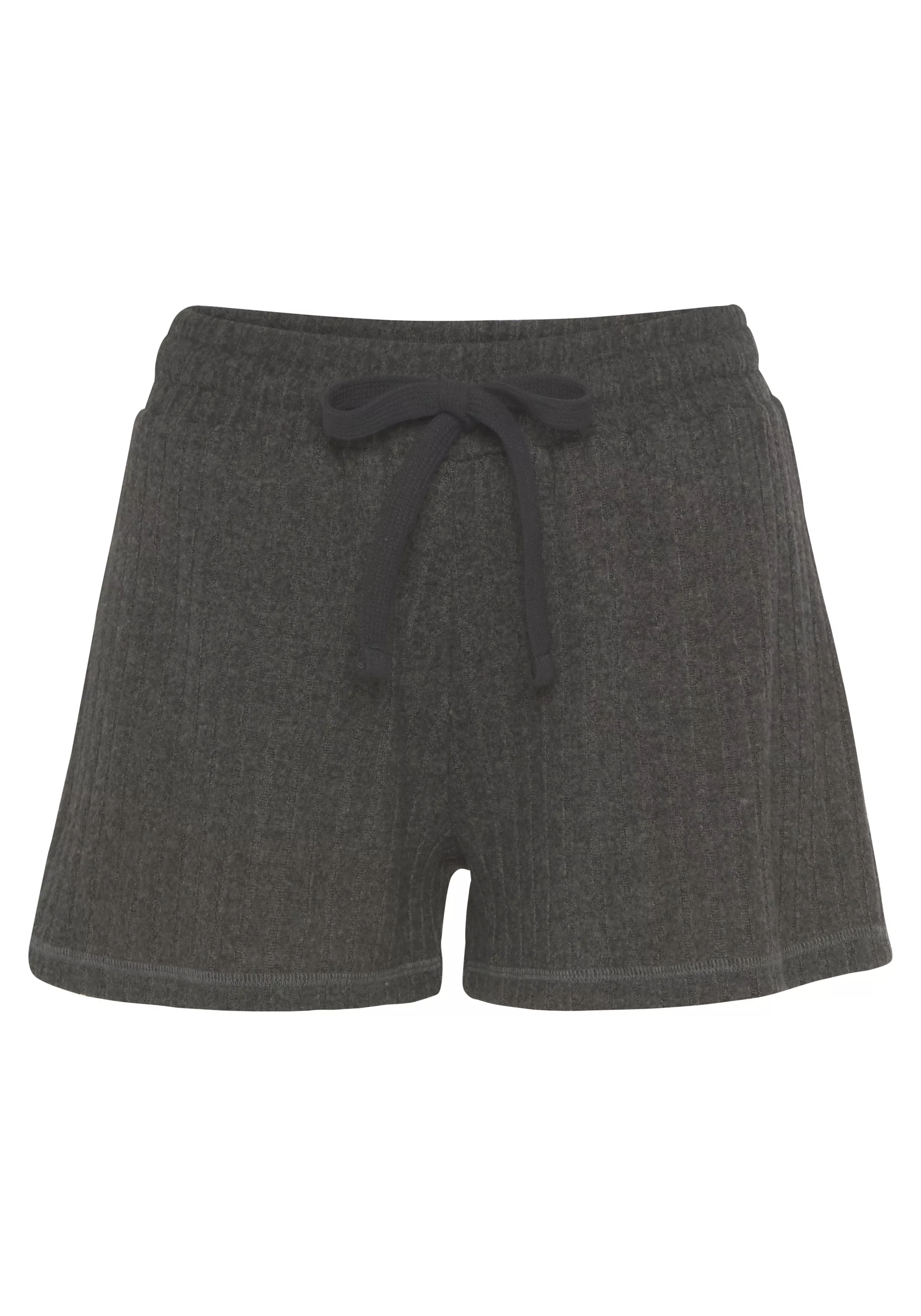 LASCANA Shorts -Loungeshorts meliert in weicher Ripp-Qualität mit Bindeband günstig online kaufen