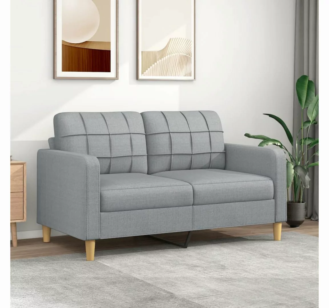 vidaXL Sofa 2-Sitzer Sofa Couch Möbel Hellgrau 140 cm Stoff günstig online kaufen