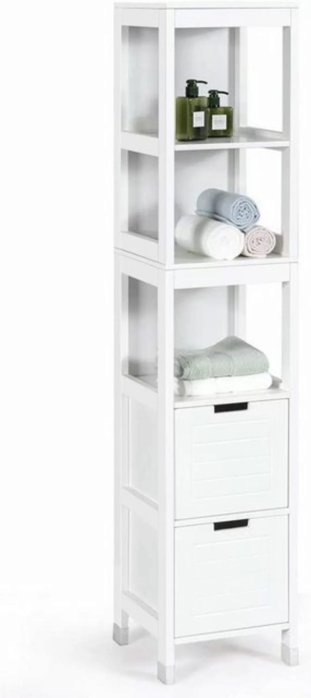 KOMFOTTEU Hochschrank Badezimmerschrank, Badregal aus Holz, 5 Etagen günstig online kaufen
