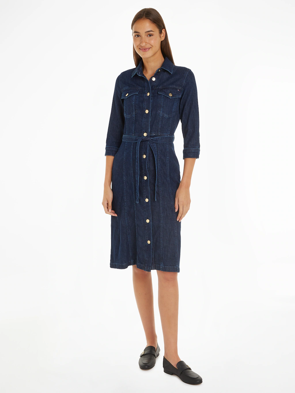 Tommy Hilfiger Jeanskleid DNM LS MIDI BELTED DRESS CLER mit Gürtel günstig online kaufen