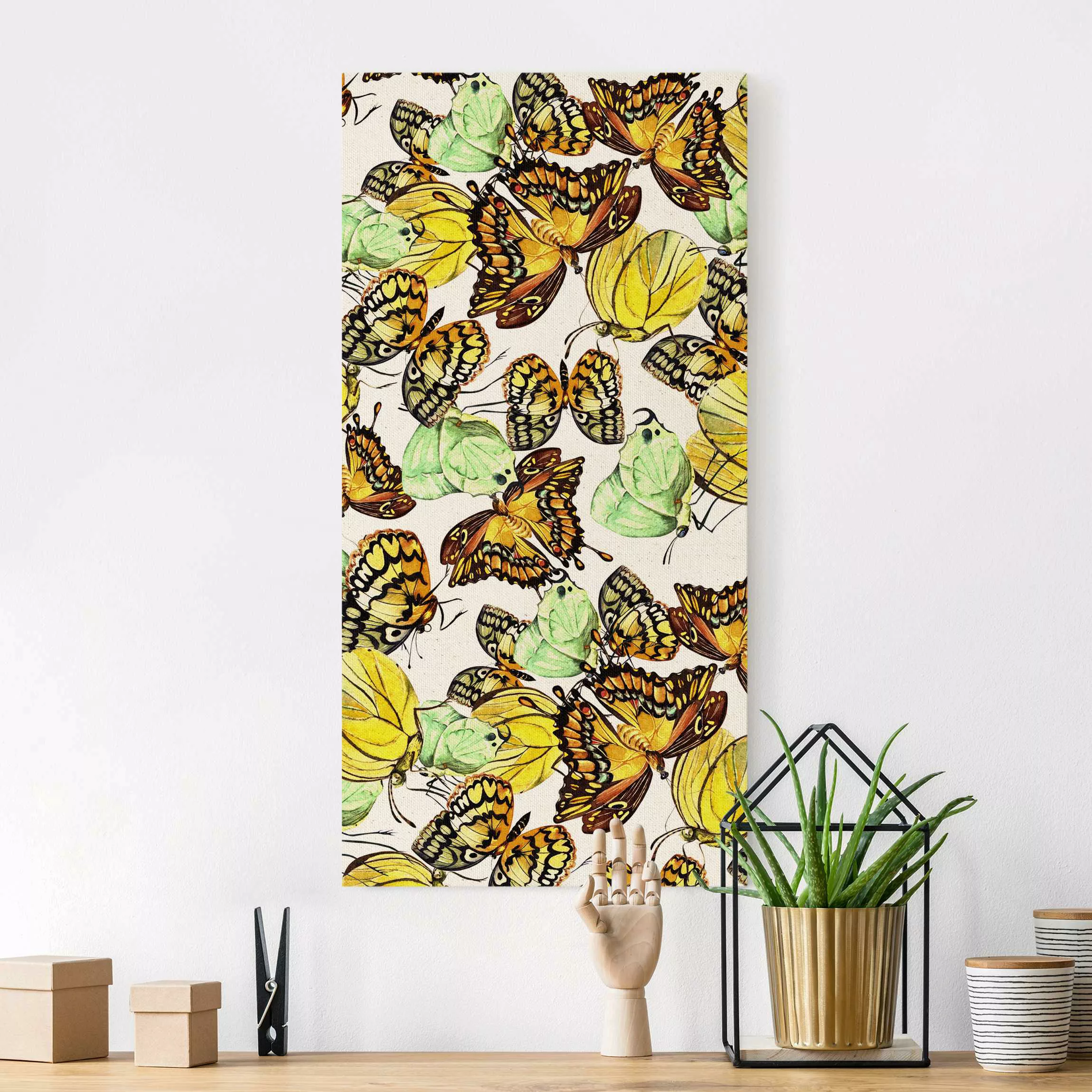 Leinwandbild auf Naturcanvas Schwarm von Gelben Schmetterlingen günstig online kaufen