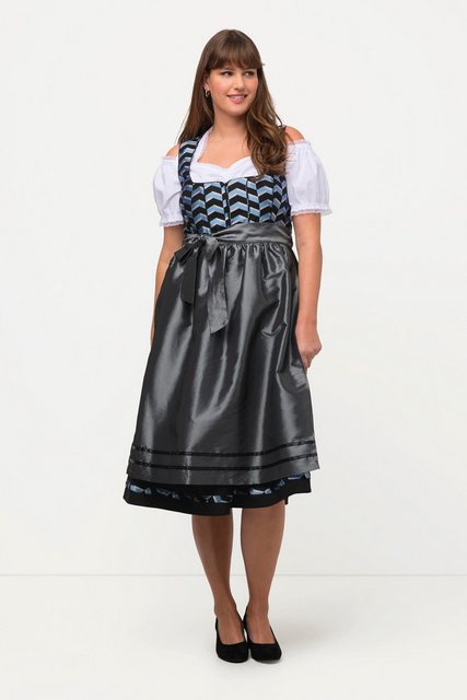 Ulla Popken Jerseykleid Dirndl Zackenmuster Carree-Ausschnitt ärmellos günstig online kaufen