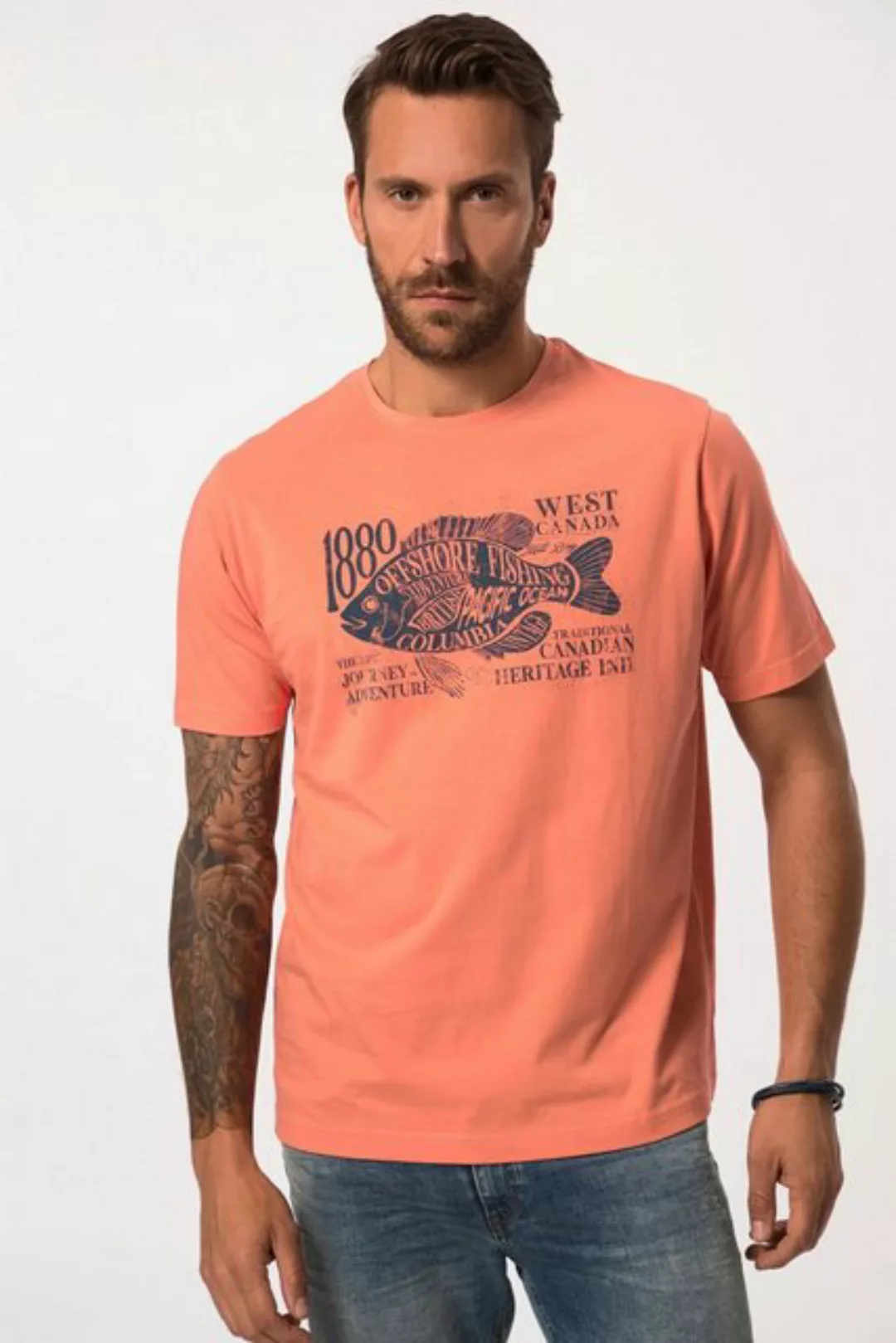 JP1880 T-Shirt T-Shirt Halbarm Brust-Print Rundhals bis 8 XL günstig online kaufen
