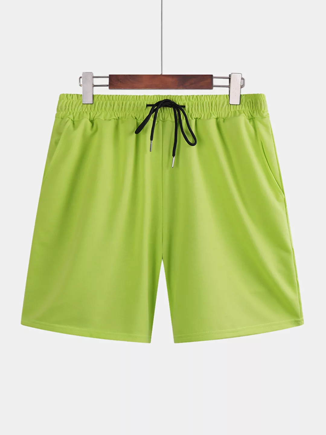 Herren Sport Kordelzug Elastic Waist Solid Color Shorts günstig online kaufen