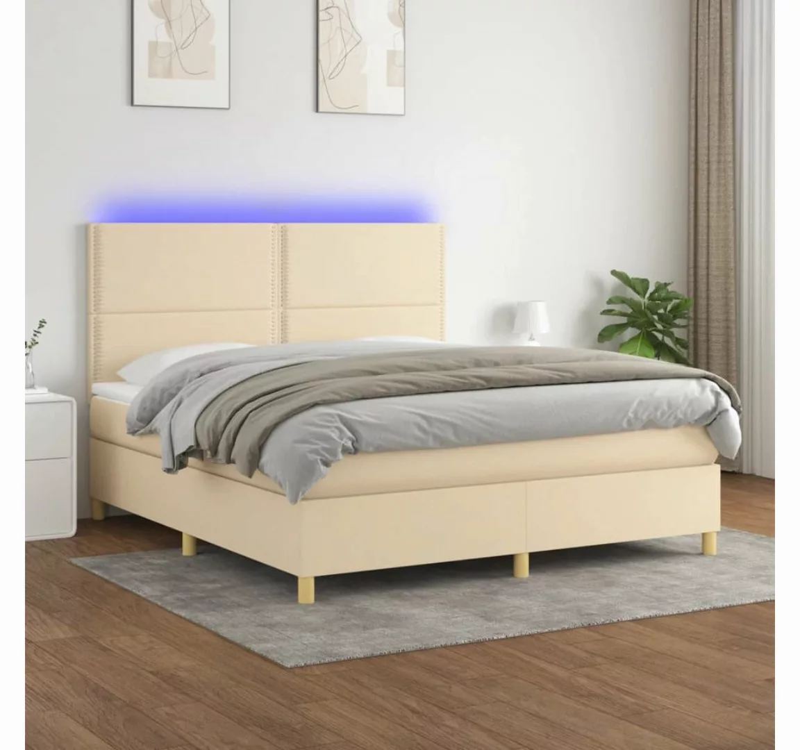 vidaXL Boxspringbett Bett Boxspringbett mit Matratze & Topper & LED (160 x günstig online kaufen