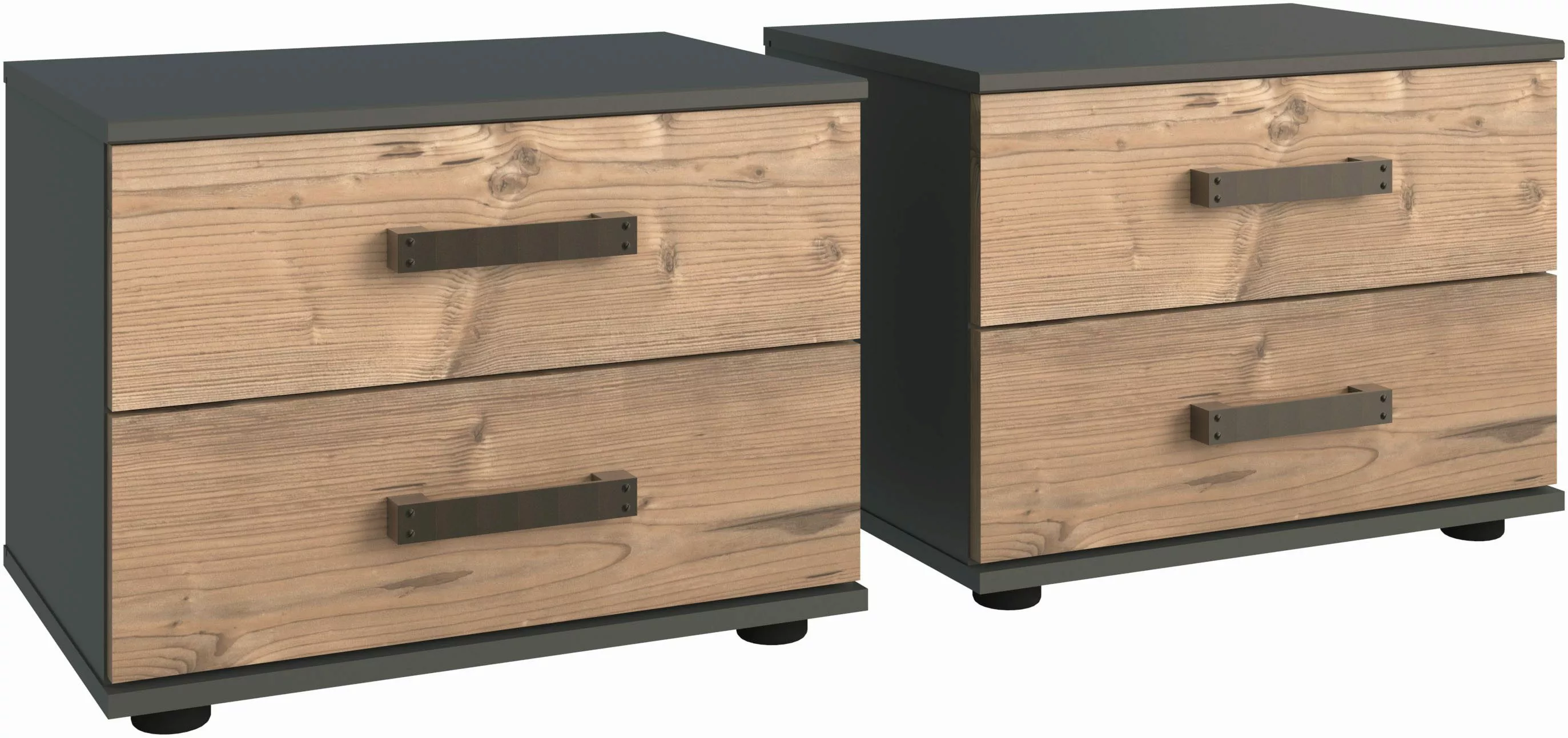 Nachtschrank-Set mit je 2 Schubladen STOCKHOLM von Wimex Silver FIR NB / Gr günstig online kaufen