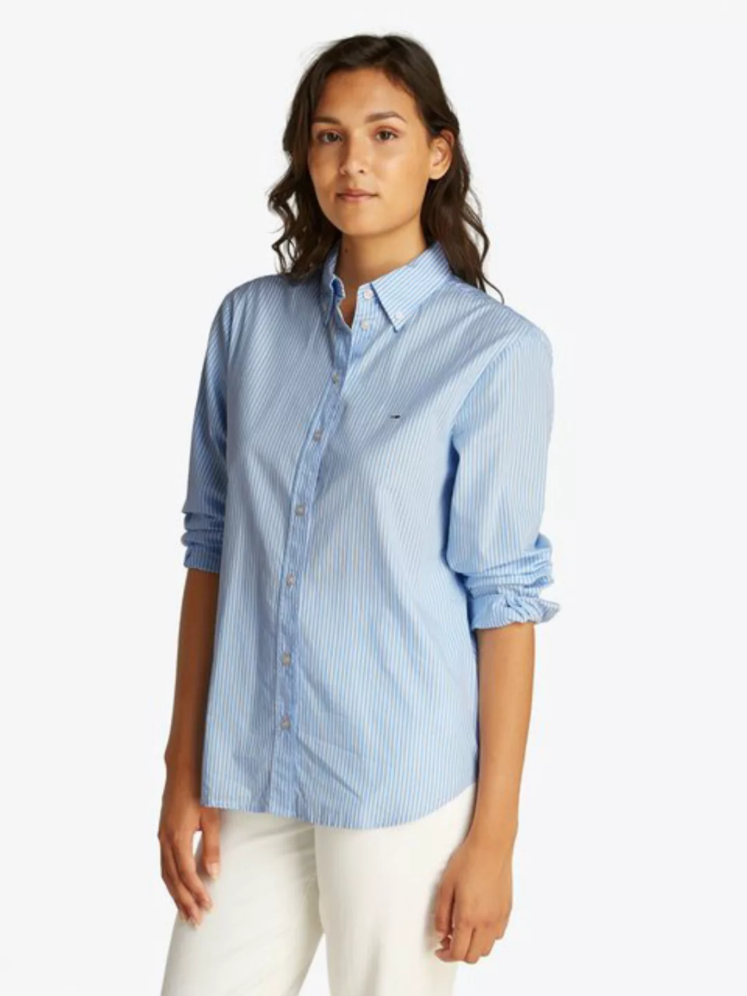 Tommy Jeans Hemdbluse TJW REG PINSTRIPE POPLIN SHIRT mit Nadelstreifen, Log günstig online kaufen