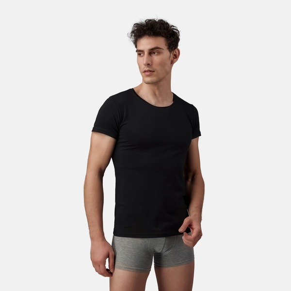 Unterhemd Herren 3er Pack Mit Rundhals - Extra Lang Mit Kurzarm Basic Slim günstig online kaufen