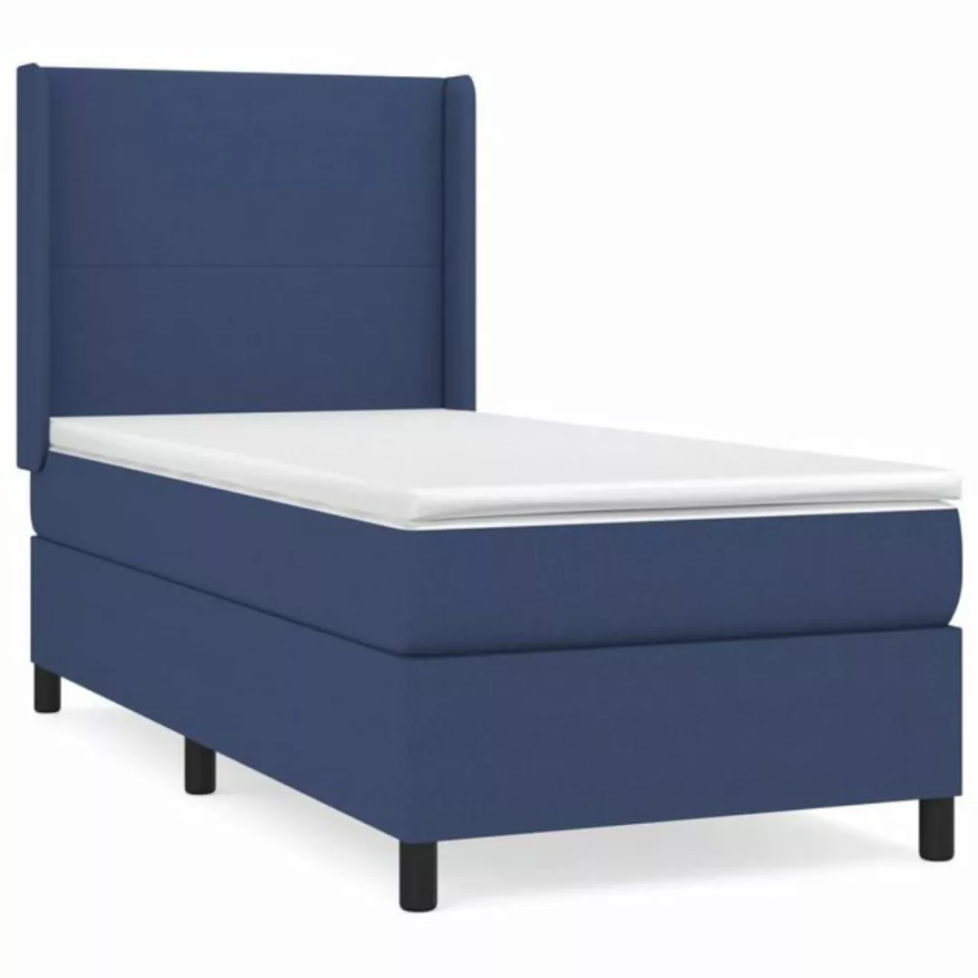 vidaXL Boxspringbett Boxspringbett mit Matratze Blau 90x190 cm Stoff Bett B günstig online kaufen