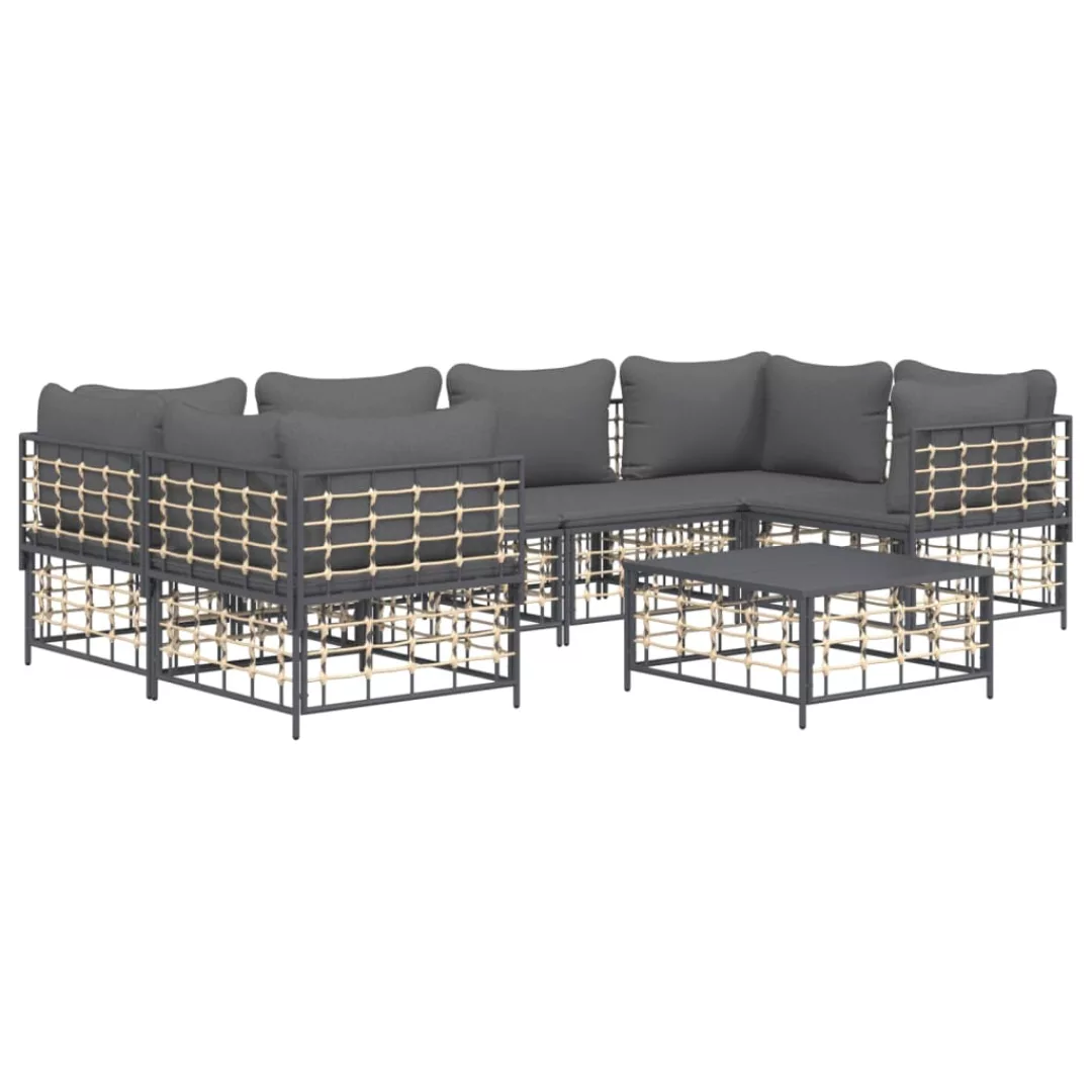 Vidaxl 7-tlg. Garten-lounge-set Mit Kissen Anthrazit Poly Rattan günstig online kaufen