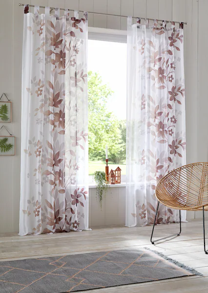 Home affaire Gardine »Ina«, (2 St.), 2-er Set, einseitig floral bedruckt, V günstig online kaufen