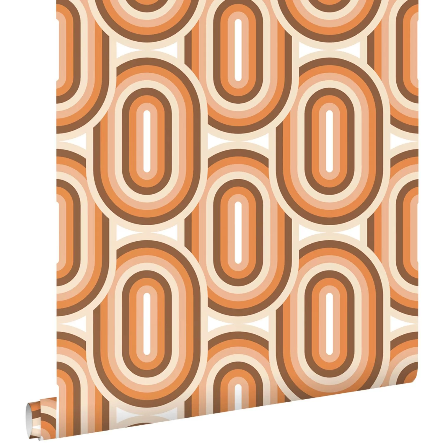 ESTAhome Tapete Retro-Ornamente Orange und Braun 50 x 900 cm 130983 günstig online kaufen